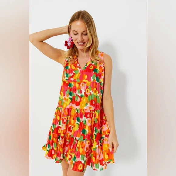 Tuckernuck Pomander Place Magnolia Watercolor Sleeveless Kenzo Dress - Picture 1 of 9